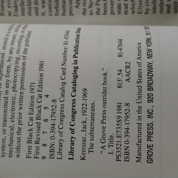 1st/THE SUBTERRANEANS by JACK KEROUAC 1981 VINTAGE PB BOOK GROVE PRESS BLACK CAT - Picture 6 of 10